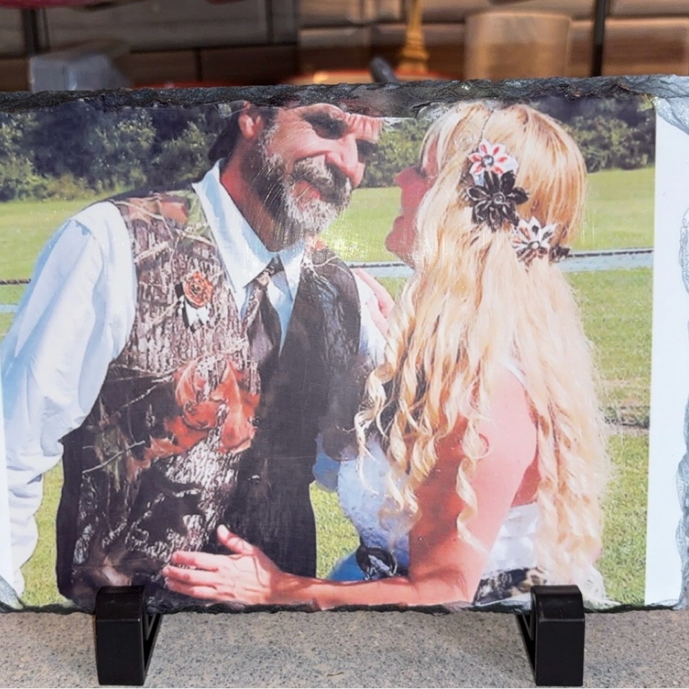 Personalized Photo Stone Plaque - Couple slate personalize any way you want